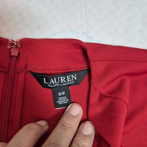 Lauren Ralph Lauren Women's Blouse Size S Logo Trim Jersey Red Long Sleeve (42) - Picture 9 of 10